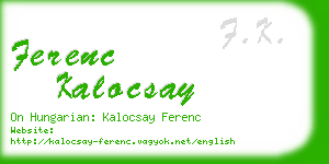 ferenc kalocsay business card